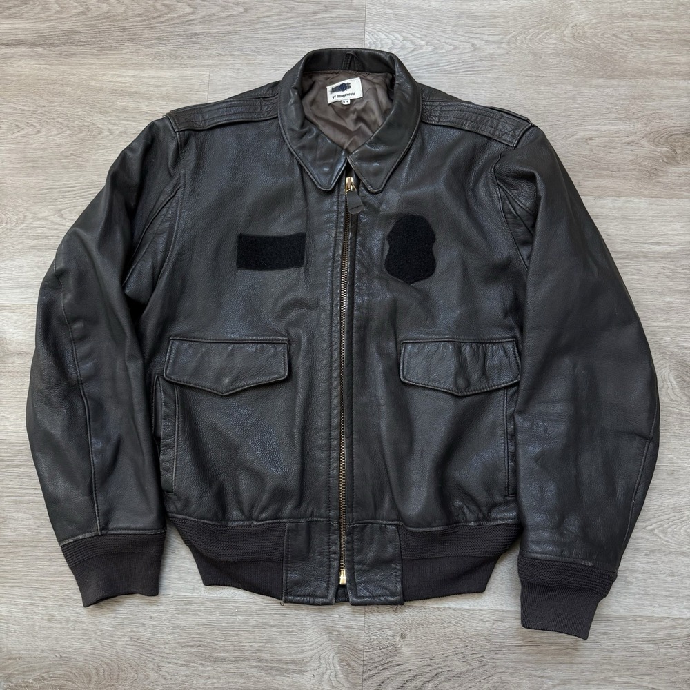 VF Imagewear A-2 Goatskin Leather Flight Bomber Jacket Police Tactical Brown 44